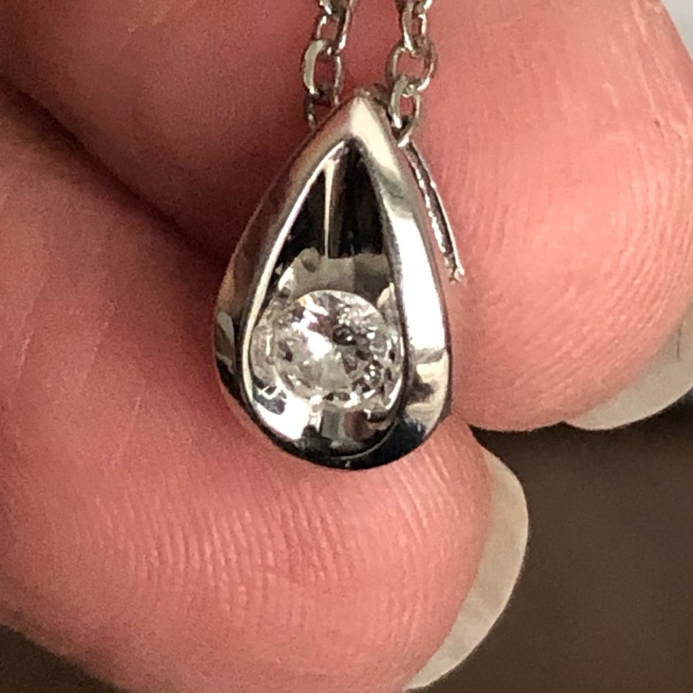 Final. Real Diamond Pendant in 14kt. White Gold. Pendant Only. Hallmarked 14kt.